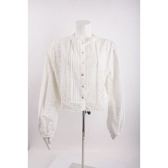 Zara Womens Openwork Embroidery Shirt Top XXL White Long Sleeve 5598/059 NWT - Picture 1 of 6